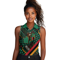 Zambia Victoria Falls Women Sleeveless Polo Shirt Indigenous Wild Animal Skins Tribal Patchwork