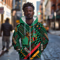 Zambia Victoria Falls Zip Hoodie Indigenous Wild Animal Skins Tribal Patchwork