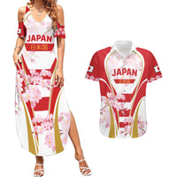 Custom Japan Rugby Couples Matching Summer Maxi Dress and Hawaiian Shirt World Cup 2023 Go Brave Blossoms Sporty Style LT9 - Wonder Print Shop