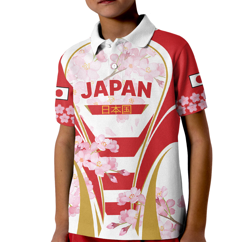Custom Japan Rugby Kid Polo Shirt World Cup 2023 Go Brave Blossoms Sporty Style - Wonder Print Shop