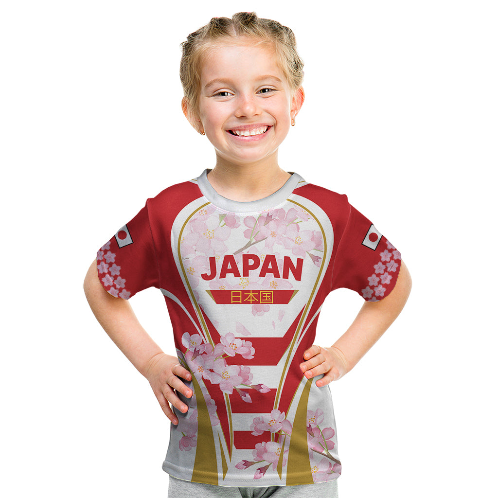 Custom Japan Rugby Kid T Shirt World Cup 2023 Go Brave Blossoms Sporty Style - Wonder Print Shop