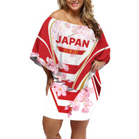 Custom Japan Rugby Off Shoulder Short Dress World Cup 2023 Go Brave Blossoms Sporty Style - Wonder Print Shop