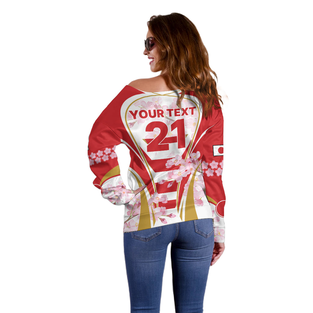 Custom Japan Rugby Off Shoulder Sweater World Cup 2023 Go Brave Blossoms Sporty Style - Wonder Print Shop