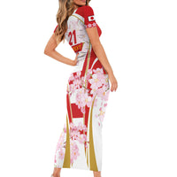 Custom Japan Rugby Short Sleeve Bodycon Dress World Cup 2023 Go Brave Blossoms Sporty Style - Wonder Print Shop