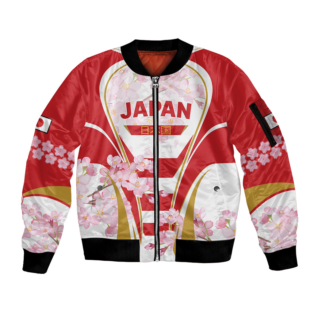 Custom Japan Rugby Sleeve Zip Bomber Jacket World Cup 2023 Go Brave Blossoms Sporty Style - Wonder Print Shop