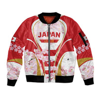 Custom Japan Rugby Sleeve Zip Bomber Jacket World Cup 2023 Go Brave Blossoms Sporty Style - Wonder Print Shop