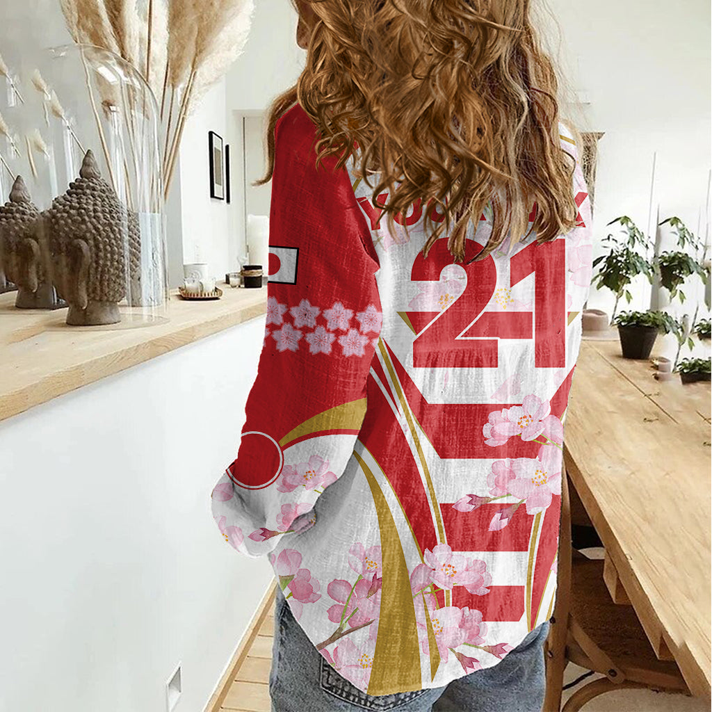 Custom Japan Rugby Women Casual Shirt World Cup 2023 Go Brave Blossoms Sporty Style - Wonder Print Shop