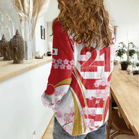 Custom Japan Rugby Women Casual Shirt World Cup 2023 Go Brave Blossoms Sporty Style - Wonder Print Shop