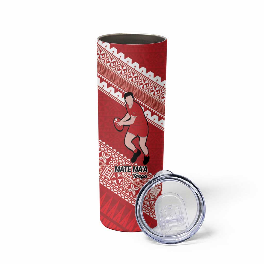 Australia-Tonga Rugby Pacific Custom Skinny Tumbler The Kangaroos and Mate Ma'a Tonga - Wonder Print Shop