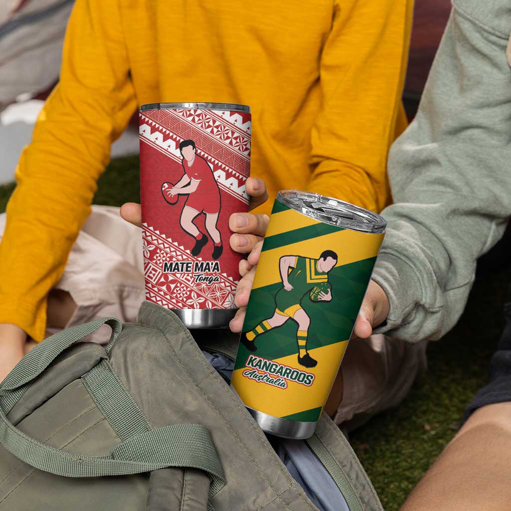 Australia-Tonga Rugby Pacific Custom Tumbler Cup The Kangaroos and Mate Ma'a Tonga - Wonder Print Shop