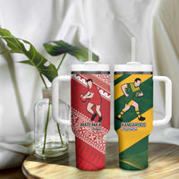 Australia-Tonga Rugby Pacific Custom Tumbler With Handle The Kangaroos and Mate Ma'a Tonga - Wonder Print Shop