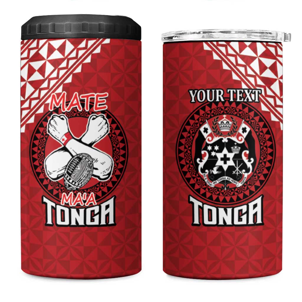 Tonga Rugby XIII Custom 4 in 1 Can Cooler Tumbler Mate Ma'a Tonga with Ngatu Pattern LT9 - Wonder Print Shop