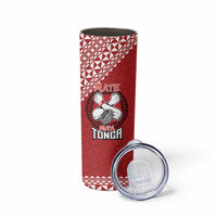 Tonga Rugby XIII Custom Skinny Tumbler Mate Ma'a Tonga with Ngatu Pattern - Wonder Print Shop