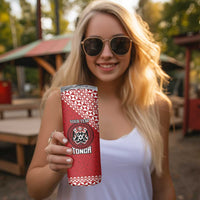 Tonga Rugby XIII Custom Skinny Tumbler Mate Ma'a Tonga with Ngatu Pattern - Wonder Print Shop