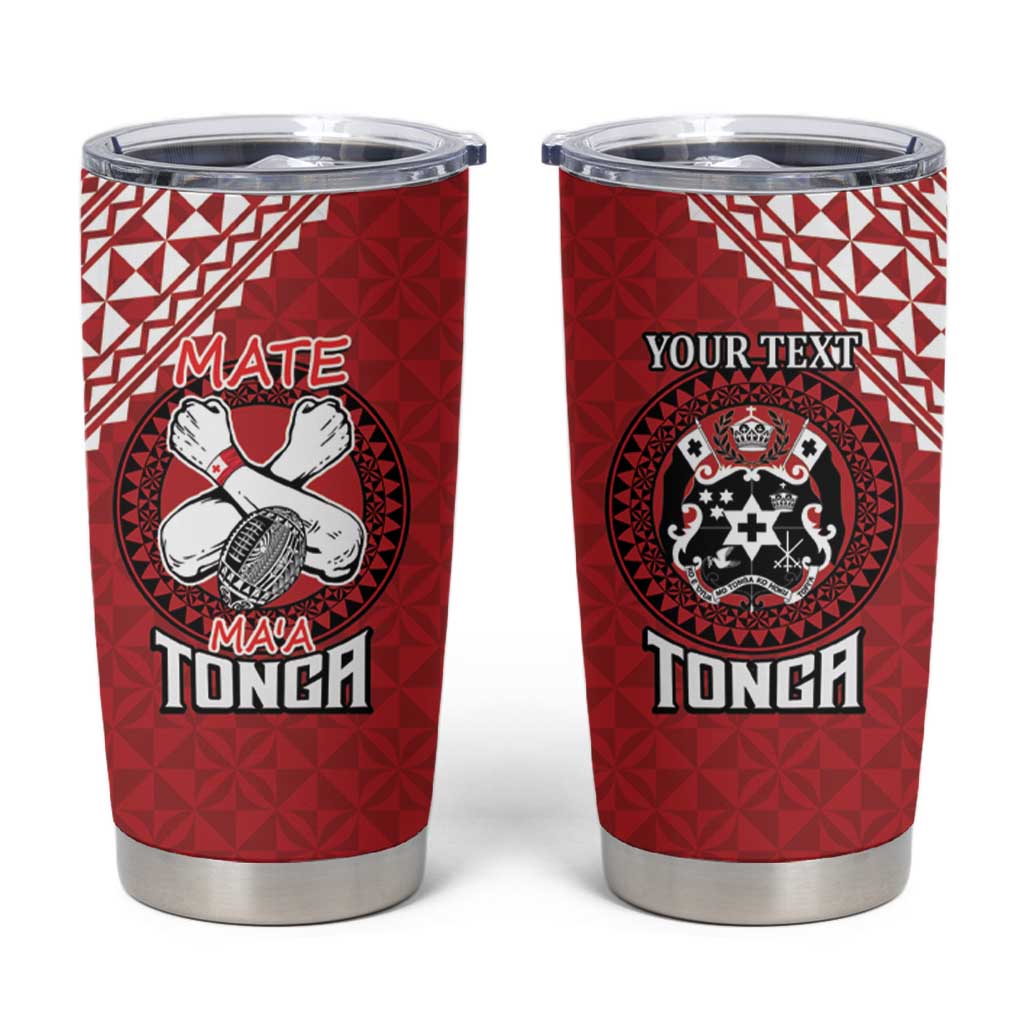 Tonga Rugby XIII Custom Tumbler Cup Mate Ma'a Tonga with Ngatu Pattern - Wonder Print Shop