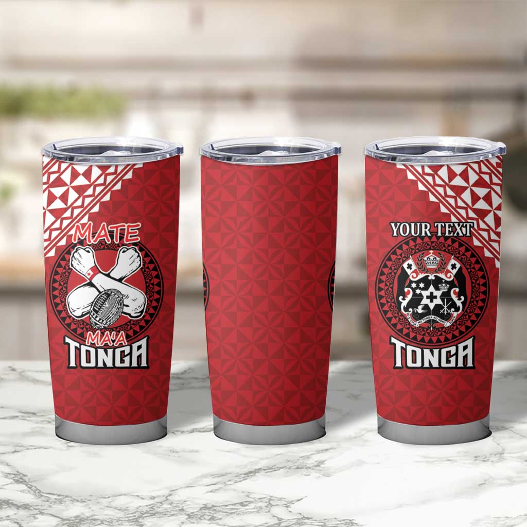 Tonga Rugby XIII Custom Tumbler Cup Mate Ma'a Tonga with Ngatu Pattern - Wonder Print Shop