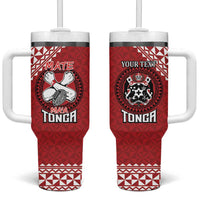 Tonga Rugby XIII Custom Tumbler With Handle Mate Ma'a Tonga with Ngatu Pattern - Wonder Print Shop
