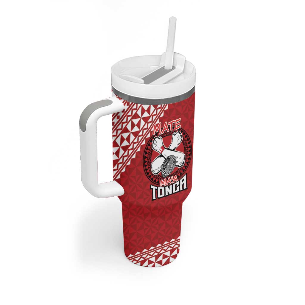 Tonga Rugby XIII Custom Tumbler With Handle Mate Ma'a Tonga with Ngatu Pattern - Wonder Print Shop