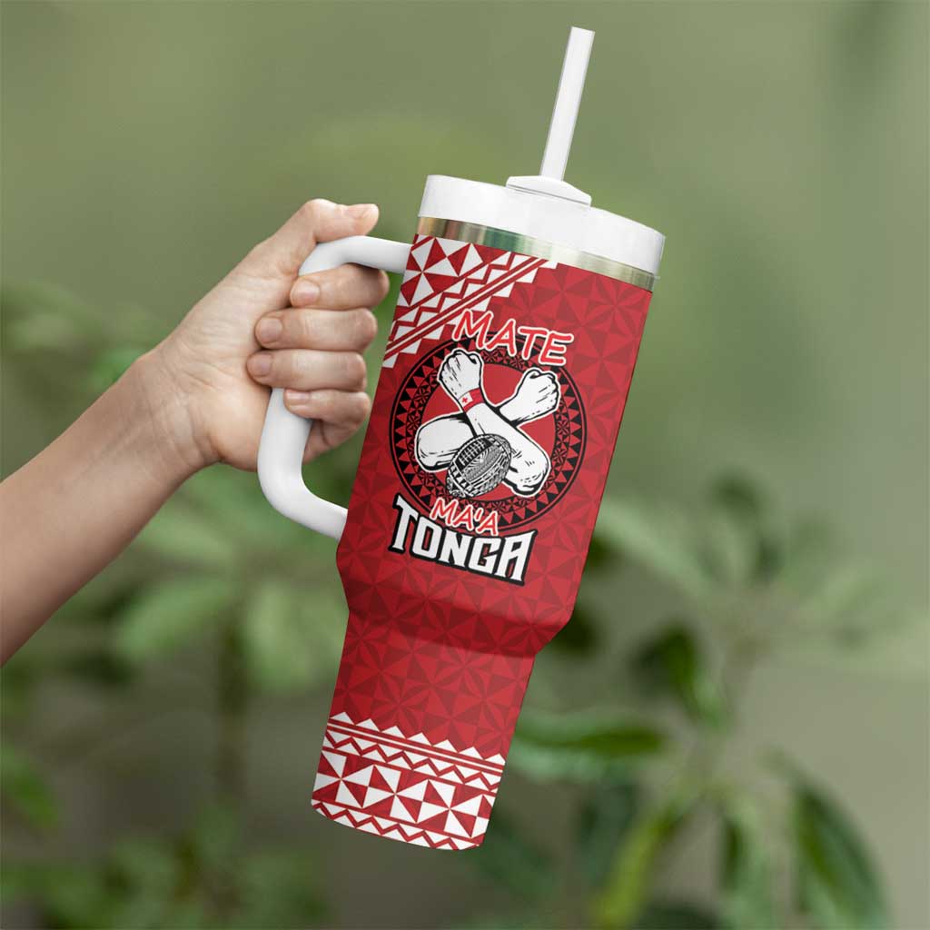 Tonga Rugby XIII Custom Tumbler With Handle Mate Ma'a Tonga with Ngatu Pattern - Wonder Print Shop
