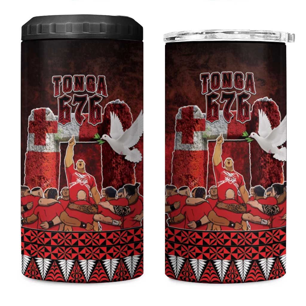 Custom Tonga 676 Haamonga a Maui 4 in 1 Can Cooler Tumbler Tongan Sipi Tau Unique Dance LT9 - Wonder Print Shop