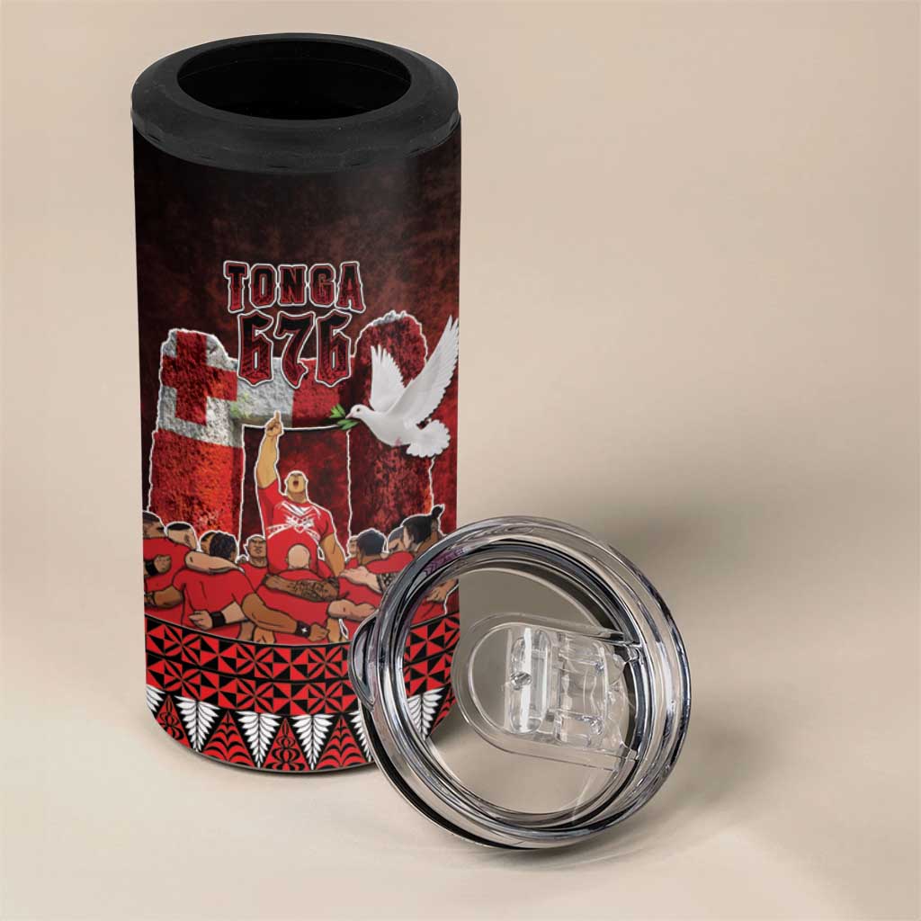 Custom Tonga 676 Haamonga a Maui 4 in 1 Can Cooler Tumbler Tongan Sipi Tau Unique Dance LT9 - Wonder Print Shop