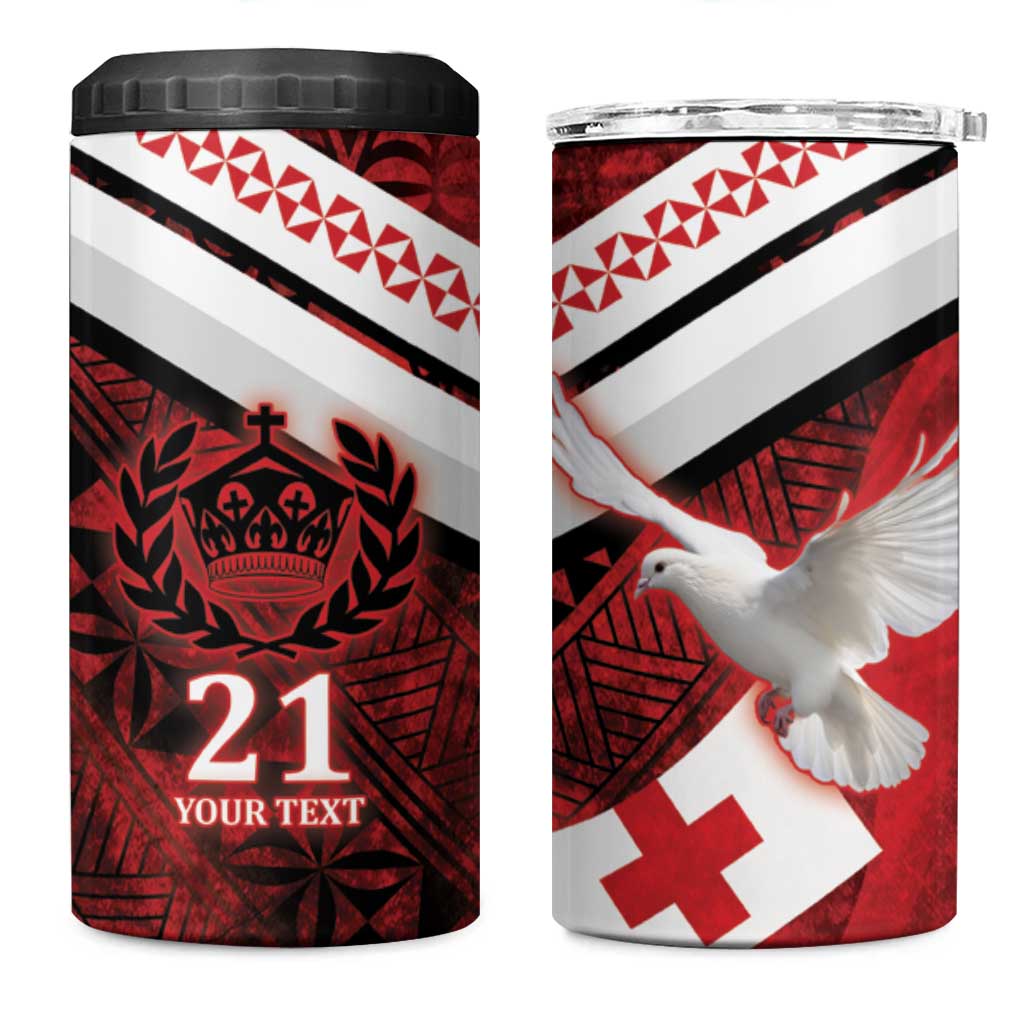 Custom Tonga XIII Rugby Tribal Tattoo 4 in 1 Can Cooler Tumbler Mate Ma'a Tonga Kupesi Ngatu Grunge Style LT9 - Wonder Print Shop