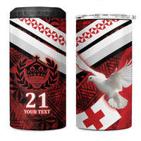 Custom Tonga XIII Rugby Tribal Tattoo 4 in 1 Can Cooler Tumbler Mate Ma'a Tonga Kupesi Ngatu Grunge Style LT9 - Wonder Print Shop