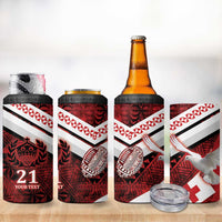 Custom Tonga XIII Rugby Tribal Tattoo 4 in 1 Can Cooler Tumbler Mate Ma'a Tonga Kupesi Ngatu Grunge Style LT9 - Wonder Print Shop