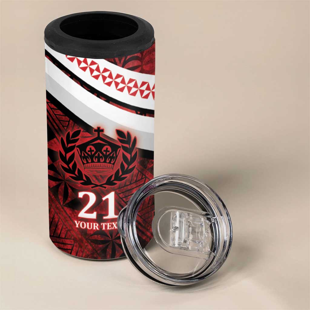 Custom Tonga XIII Rugby Tribal Tattoo 4 in 1 Can Cooler Tumbler Mate Ma'a Tonga Kupesi Ngatu Grunge Style LT9 - Wonder Print Shop