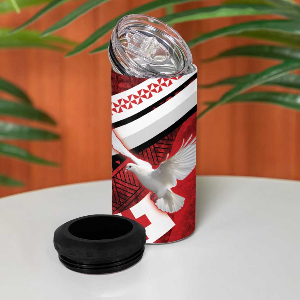 Custom Tonga XIII Rugby Tribal Tattoo 4 in 1 Can Cooler Tumbler Mate Ma'a Tonga Kupesi Ngatu Grunge Style LT9 - Wonder Print Shop