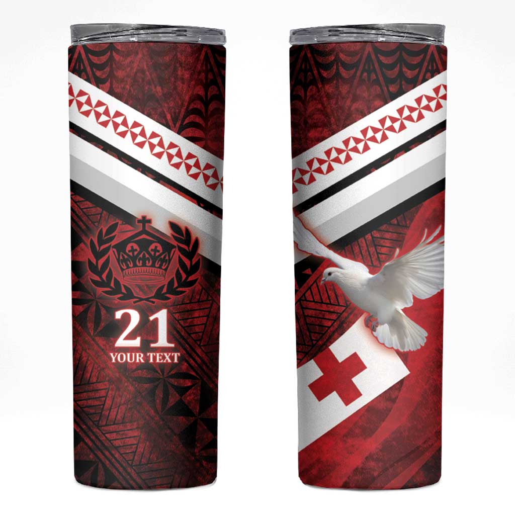 Custom Tonga XIII Rugby Tribal Tattoo Skinny Tumbler Mate Ma'a Tonga Kupesi Ngatu Grunge Style - Wonder Print Shop
