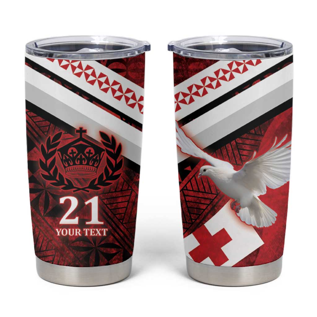 Custom Tonga XIII Rugby Tribal Tattoo Tumbler Cup Mate Ma'a Tonga Kupesi Ngatu Grunge Style - Wonder Print Shop