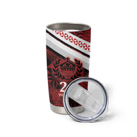 Custom Tonga XIII Rugby Tribal Tattoo Tumbler Cup Mate Ma'a Tonga Kupesi Ngatu Grunge Style - Wonder Print Shop