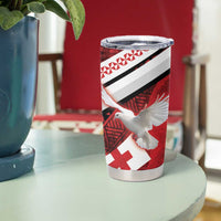 Custom Tonga XIII Rugby Tribal Tattoo Tumbler Cup Mate Ma'a Tonga Kupesi Ngatu Grunge Style - Wonder Print Shop