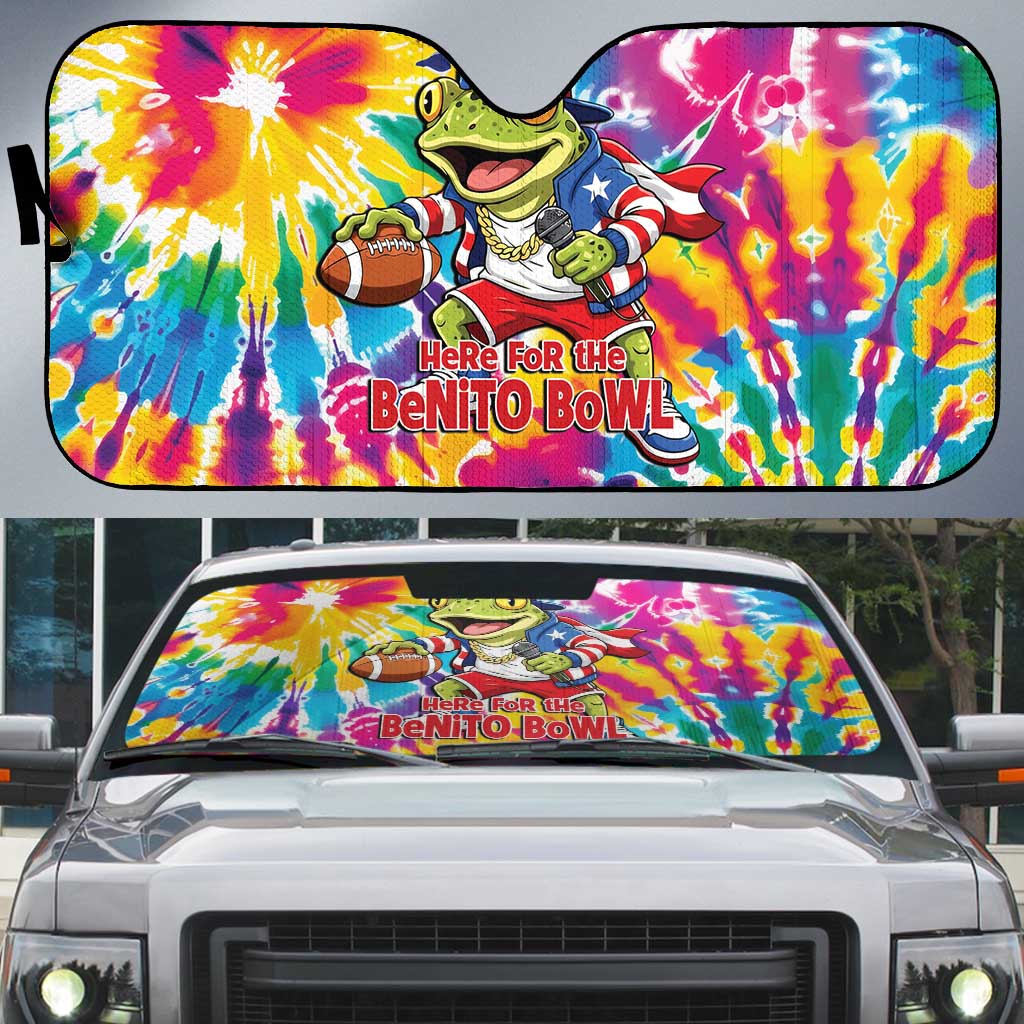 Funny Benito Coqui Frog Auto Sun Shade Puerto Rican Coquí Football