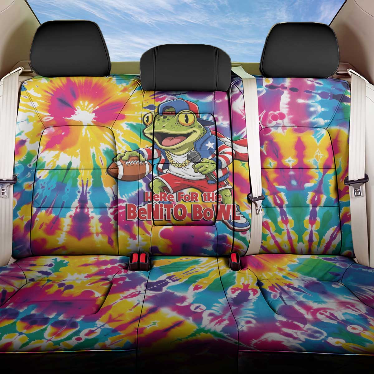 Funny Benito Coqui Frog Back Car Seat Cover Puerto Rican Coquí Football