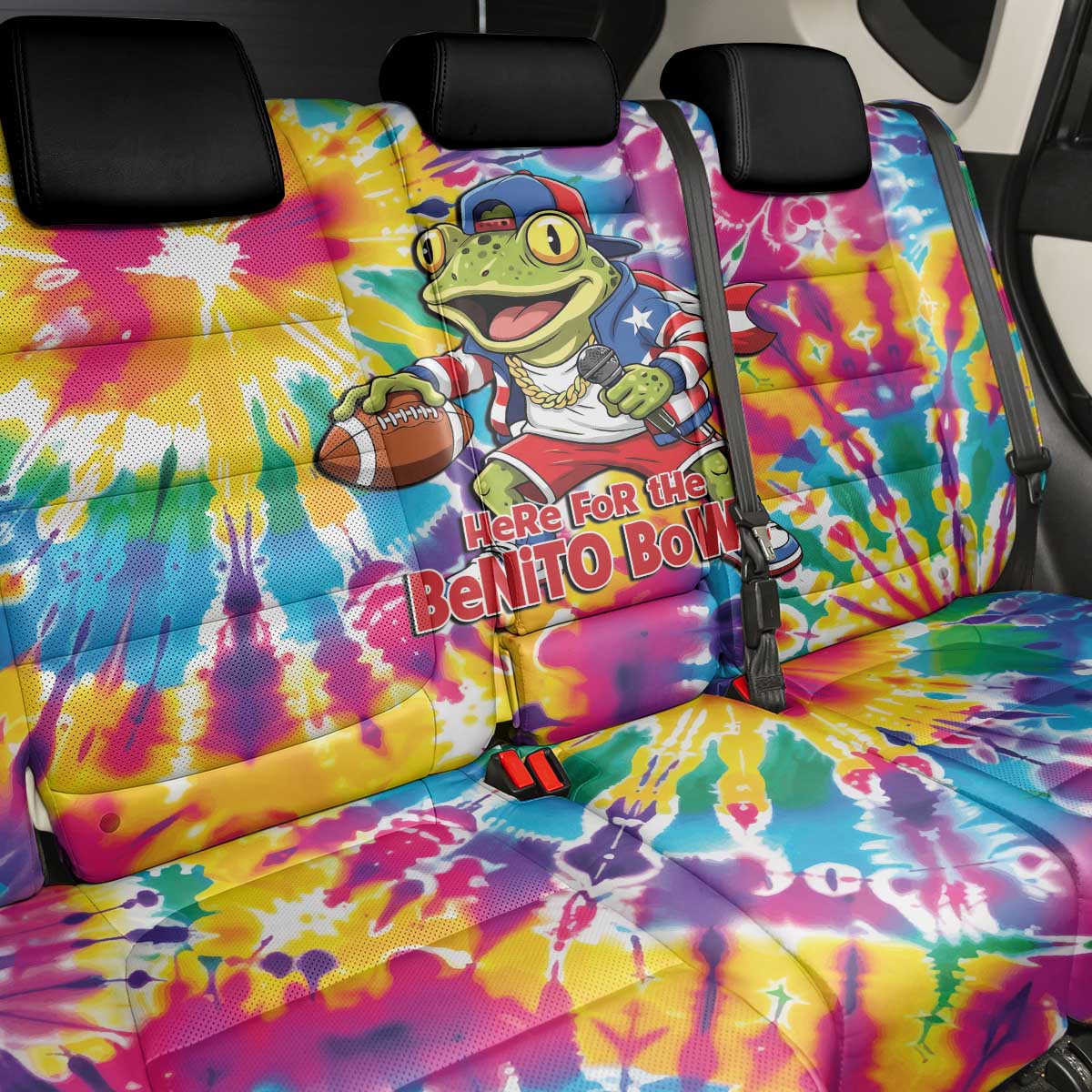 Funny Benito Coqui Frog Back Car Seat Cover Puerto Rican Coquí Football