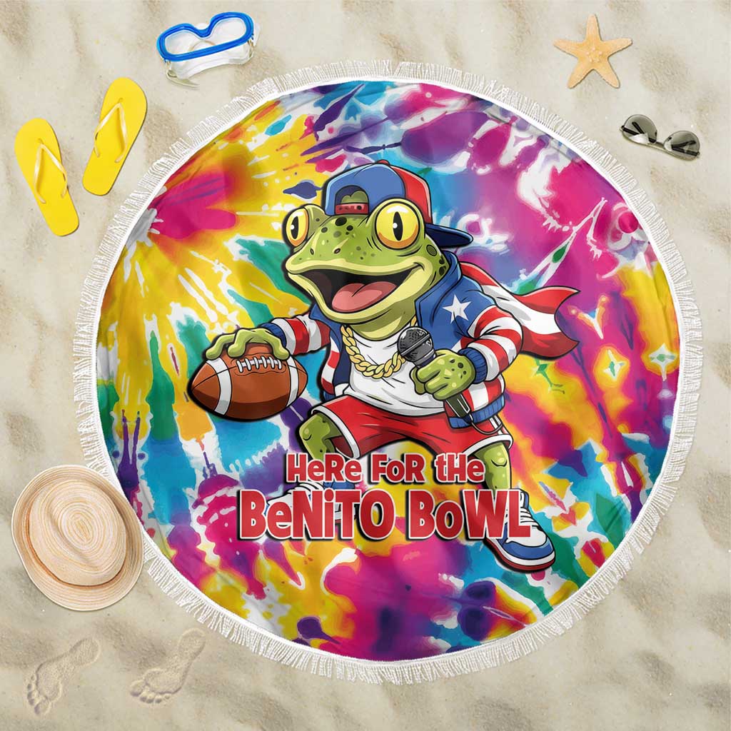 Funny Benito Coqui Frog Beach Blanket Puerto Rican Coquí Football