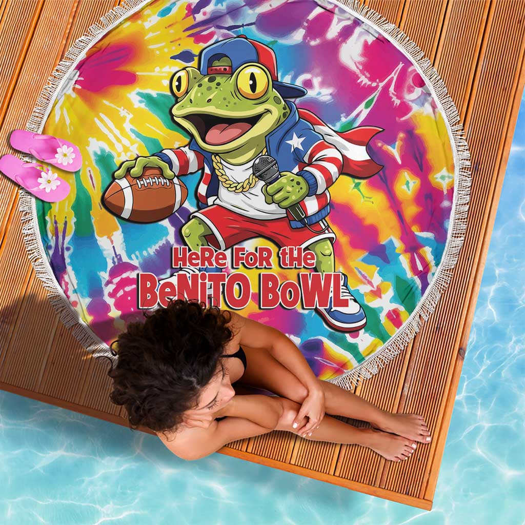 Funny Benito Coqui Frog Beach Blanket Puerto Rican Coquí Football