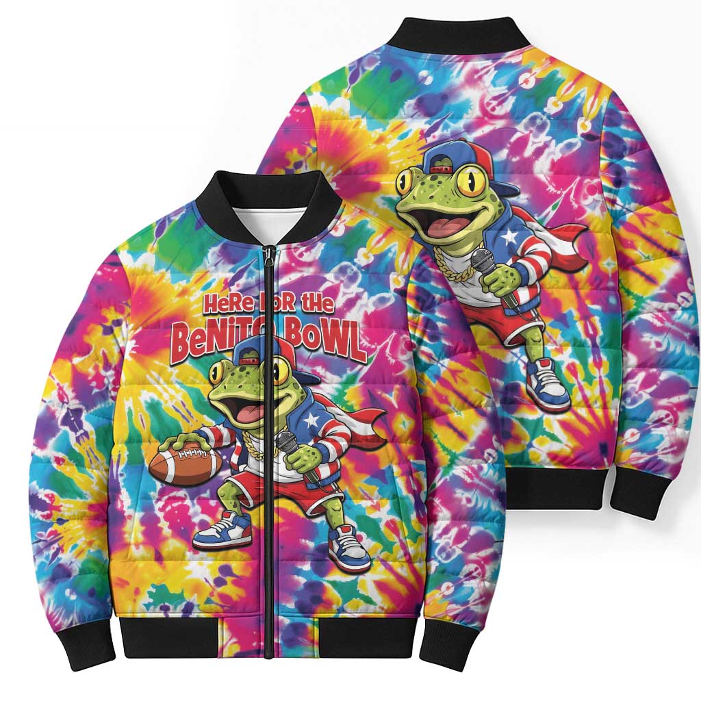 Funny Benito Coqui Frog Bomber Puffer Jacket Puerto Rican Coquí Football