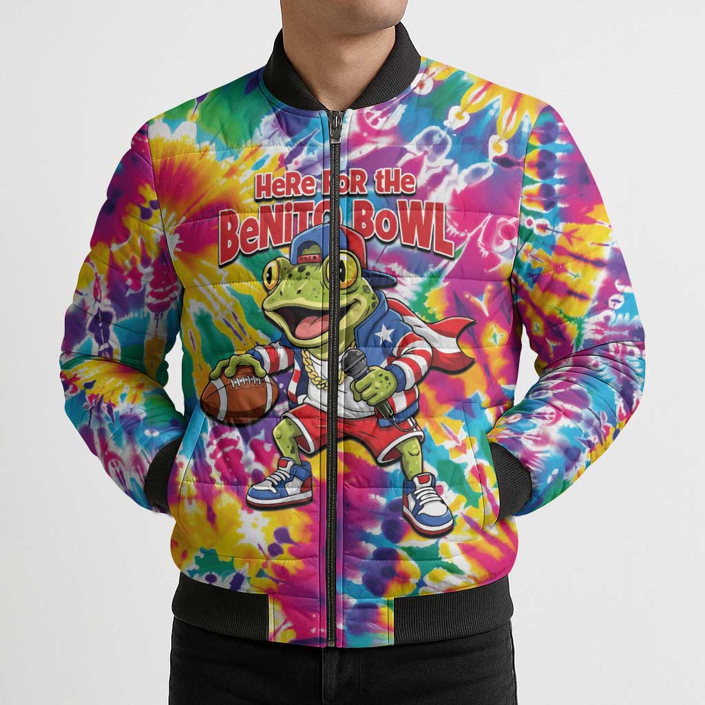 Funny Benito Coqui Frog Bomber Puffer Jacket Puerto Rican Coquí Football