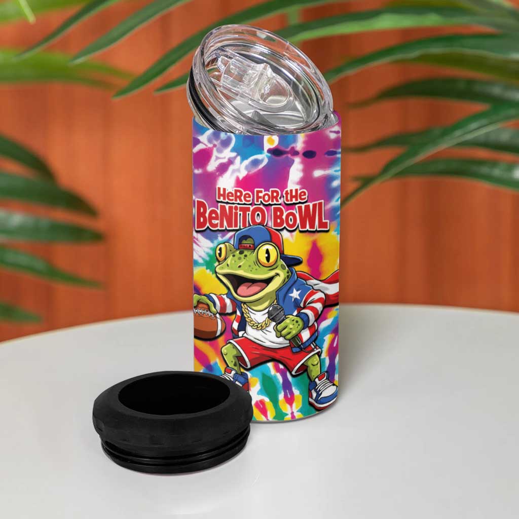 Funny Benito Coqui Frog 4 in 1 Can Cooler Tumbler Puerto Rican Coquí Football