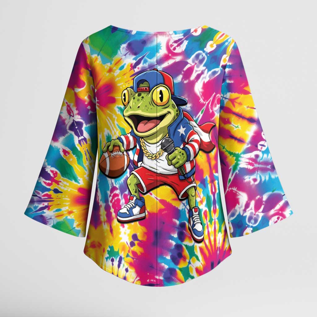 Funny Benito Coqui Frog Kimono Sleeve Blouse Puerto Rican Coquí Football