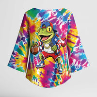 Funny Benito Coqui Frog Kimono Sleeve Blouse Puerto Rican Coquí Football