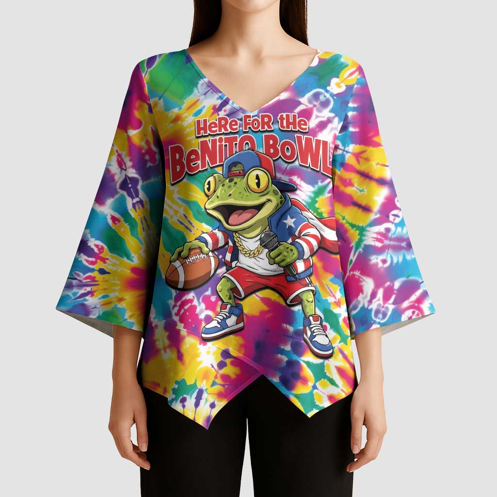 Funny Benito Coqui Frog Kimono Sleeve Blouse Puerto Rican Coquí Football