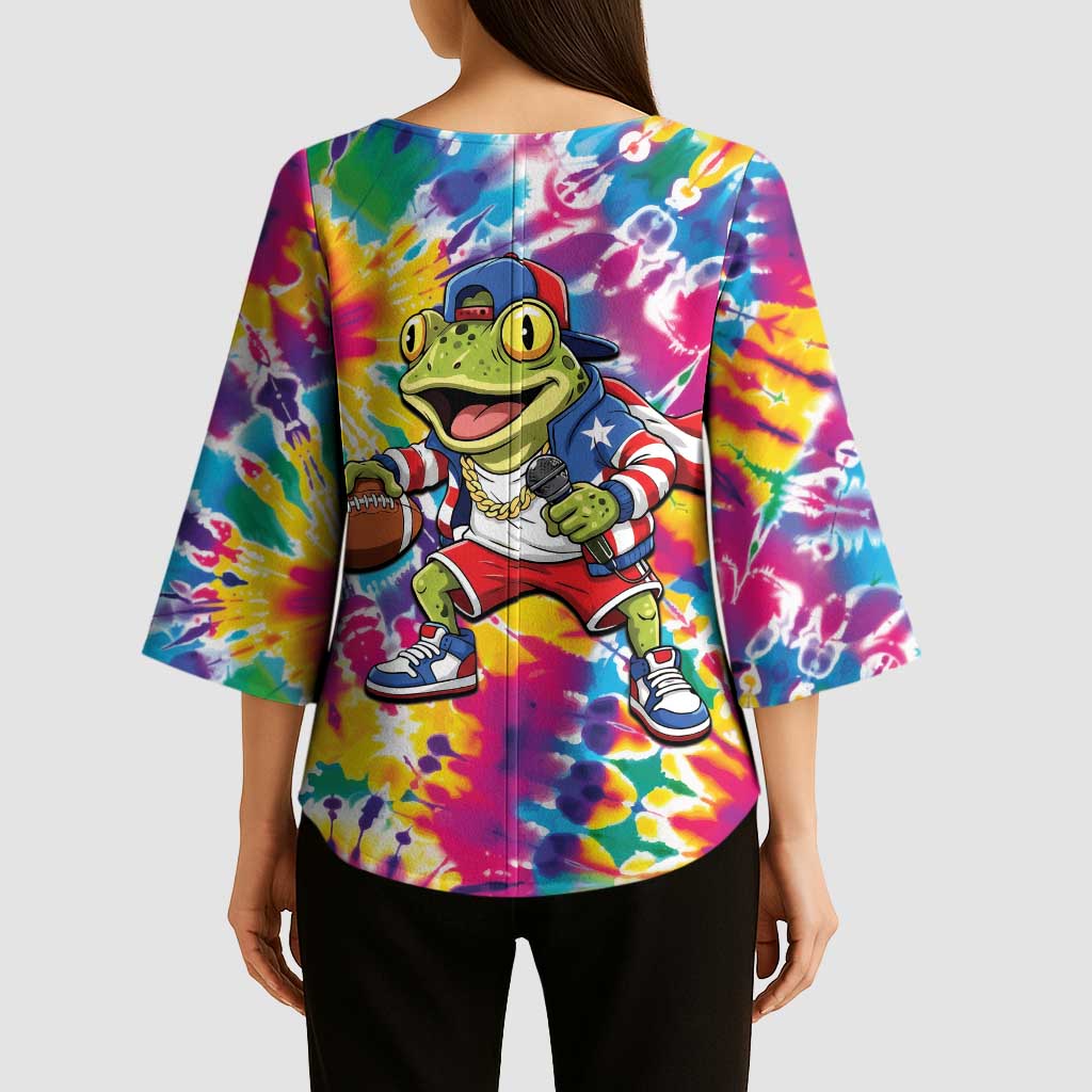 Funny Benito Coqui Frog Kimono Sleeve Blouse Puerto Rican Coquí Football