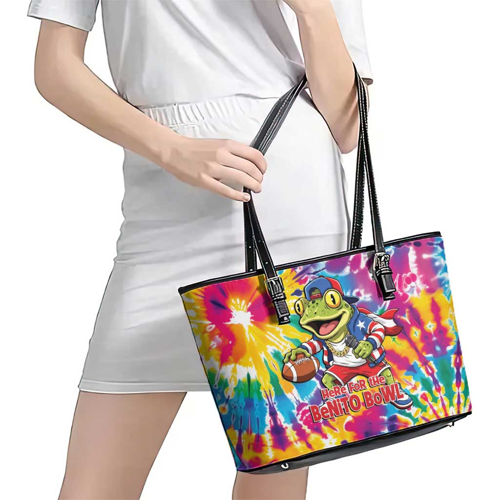 Funny Benito Coqui Frog Leather Tote Bag Puerto Rican Coquí Football