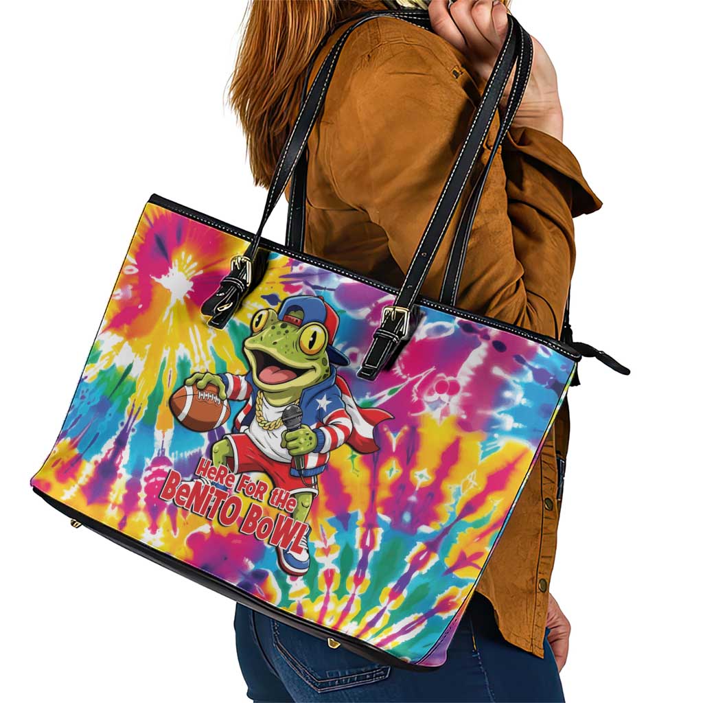 Funny Benito Coqui Frog Leather Tote Bag Puerto Rican Coquí Football