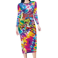 Funny Benito Coqui Frog Long Sleeve Bodycon Dress Puerto Rican Coquí Football