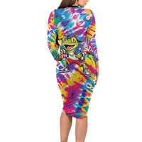 Funny Benito Coqui Frog Long Sleeve Bodycon Dress Puerto Rican Coquí Football